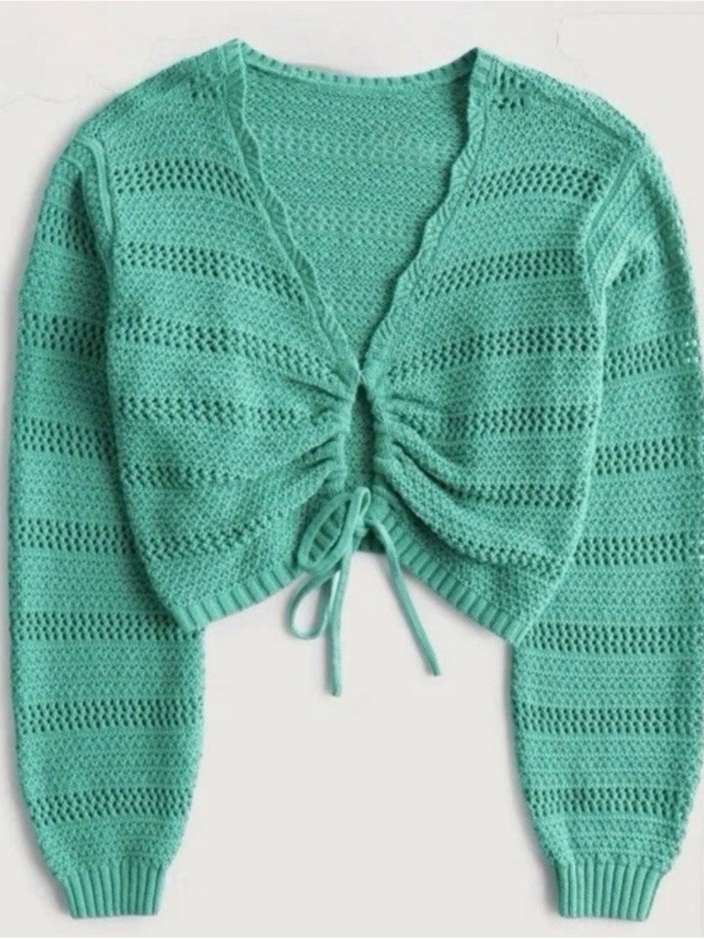 Hollister Women’s Crochet Knit Tie Front 90s 2000s Y2K Sweater Cardigan Large